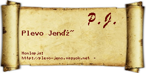 Plevo Jenő névjegykártya